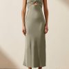 Clothing Shona Joy | Luxe Twist Front Sleeveless Midi Dress - Eucalyptus