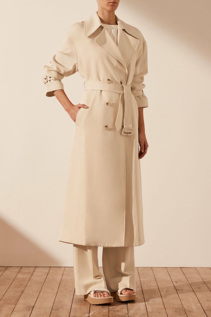 Clothing Shona Joy | Sara Trench Coat - Bone