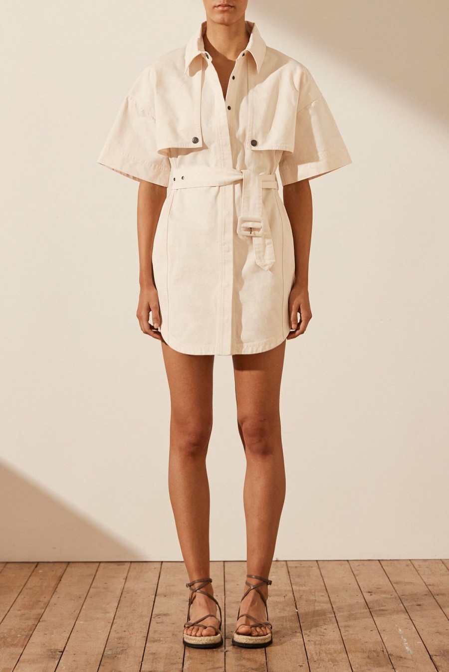 Clothing Shona Joy | Anya Shirt Dress With Belt - Coconut