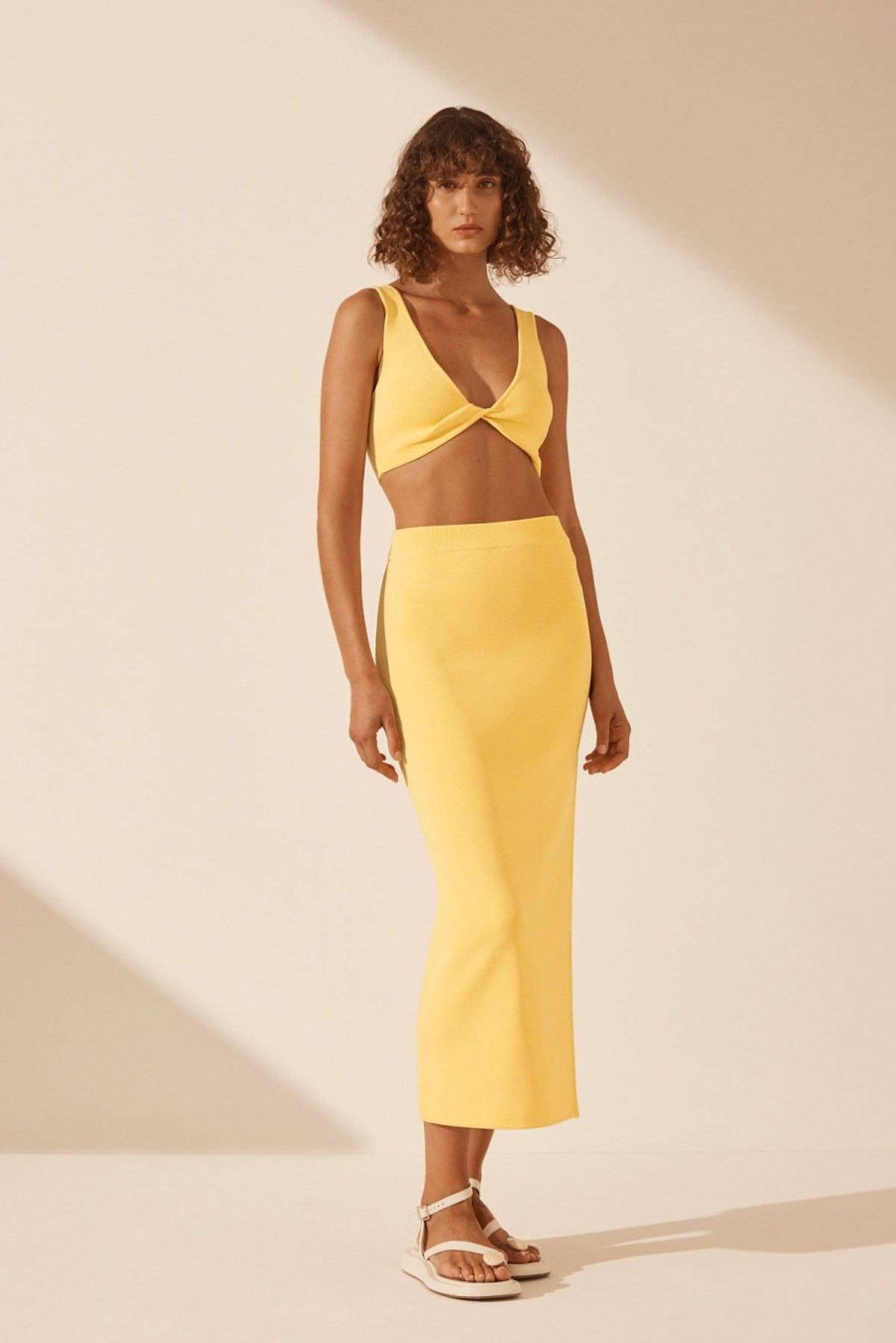 Clothing Shona Joy | Basic Twist Front Bralette - Lemon