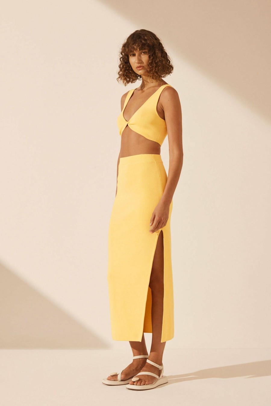 Clothing Shona Joy | Basic Twist Front Bralette - Lemon