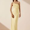 Clothing Shona Joy | Luxe Asymmetrical Gathered Maxi Dress - Lemon