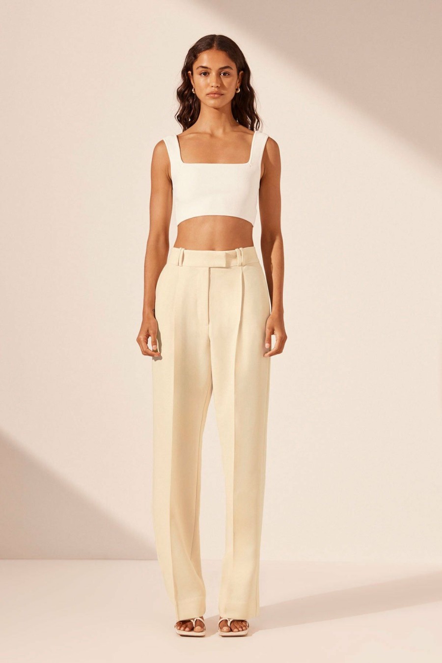 Clothing Shona Joy | Basic Square Neck Crop Top - Ivory