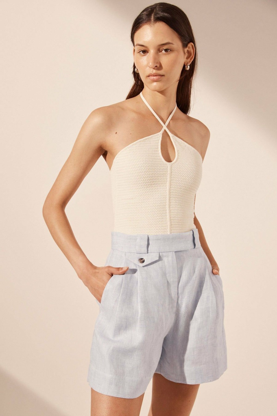 Clothing Shona Joy | Brisa Wide Leg Short - Ice Blue