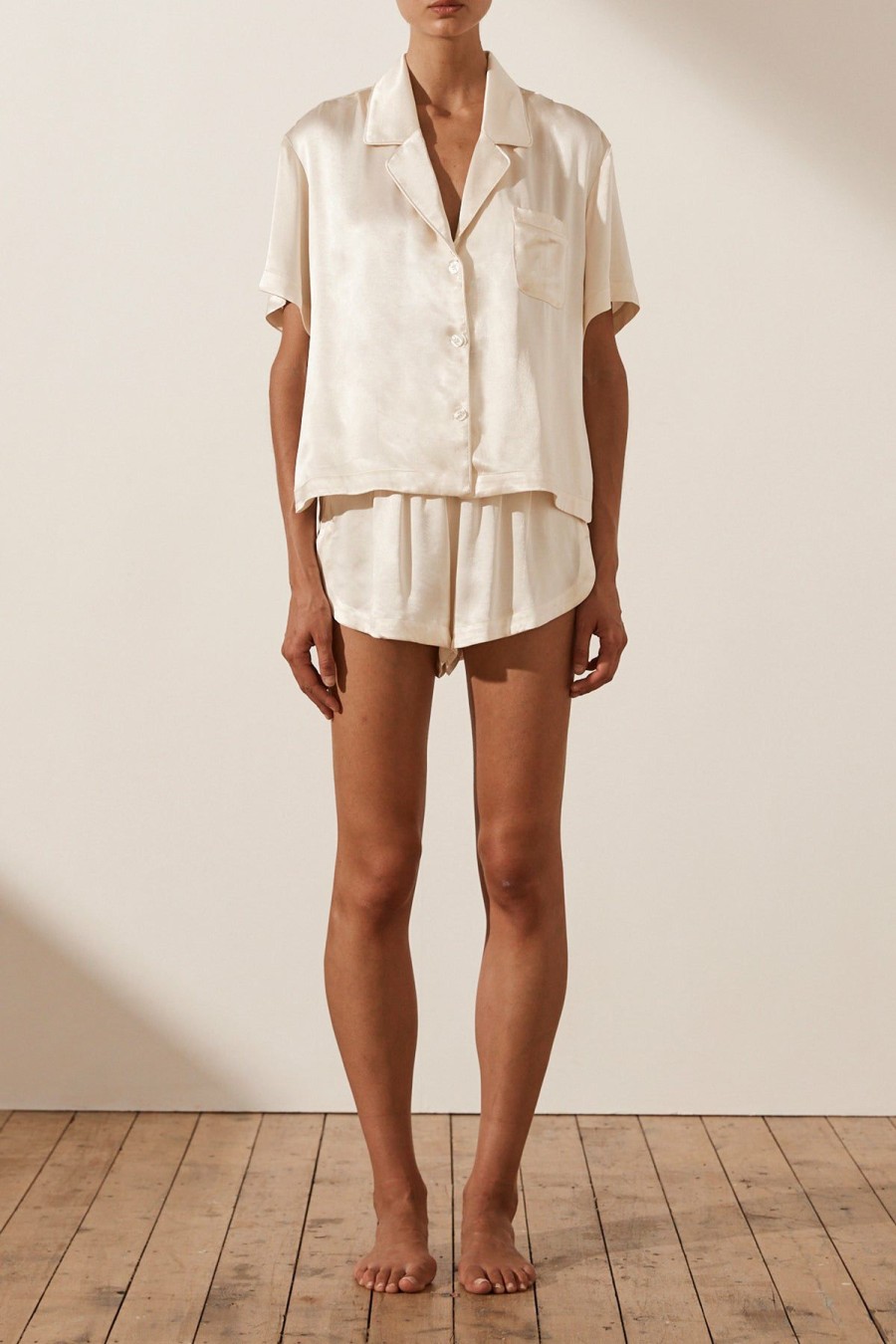 Clothing Shona Joy | La Lune Lounge Shirt Set - Cream