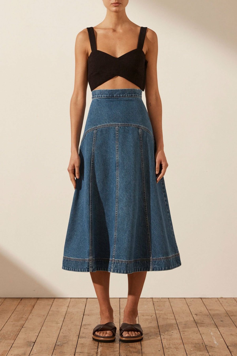 Clothing Shona Joy | Emily Panelled Fit & Flare Midi Skirt