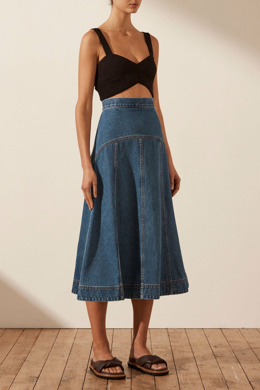 Clothing Shona Joy | Emily Panelled Fit & Flare Midi Skirt