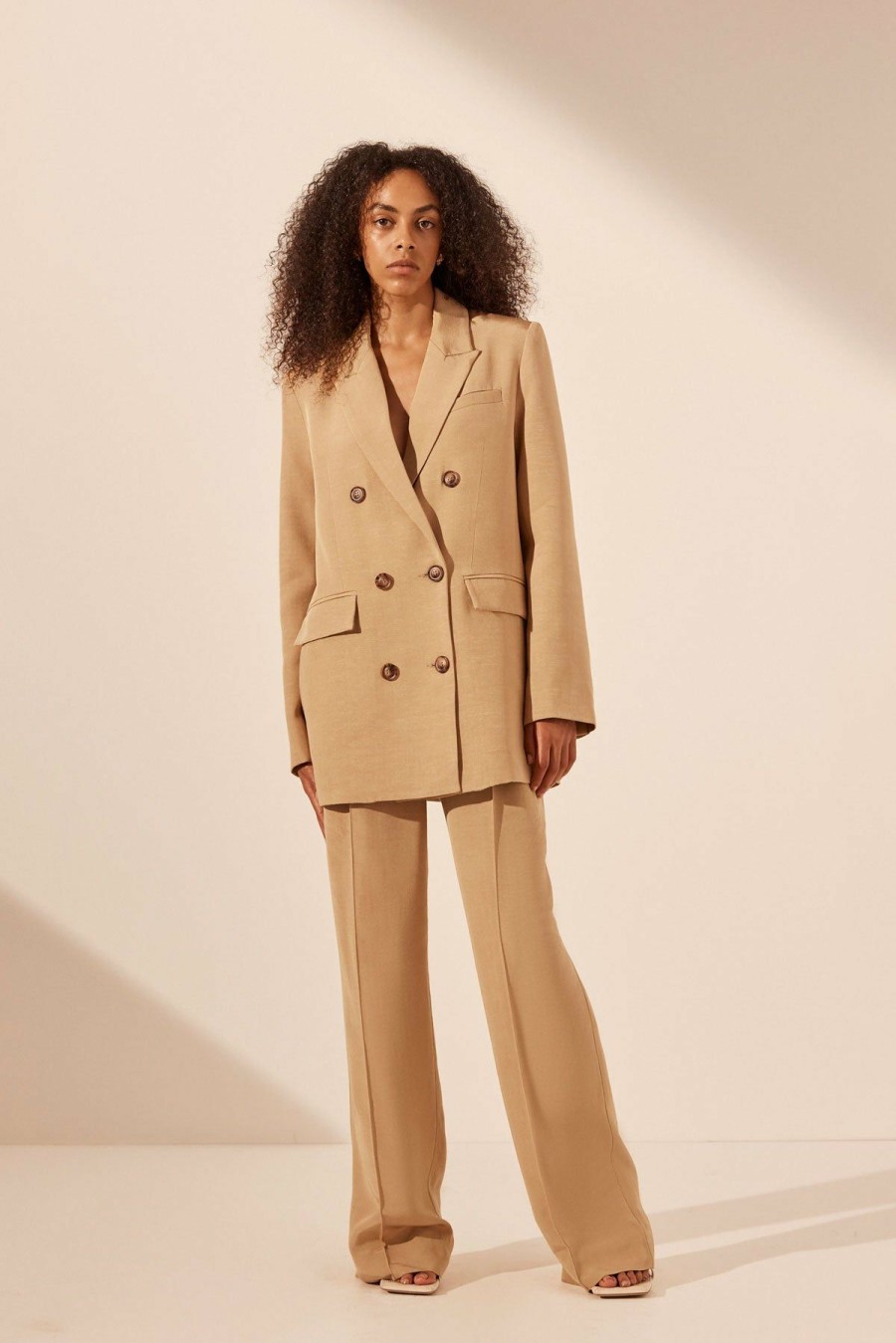 Clothing Shona Joy | Vento Peak Lapel Blazer - Sand