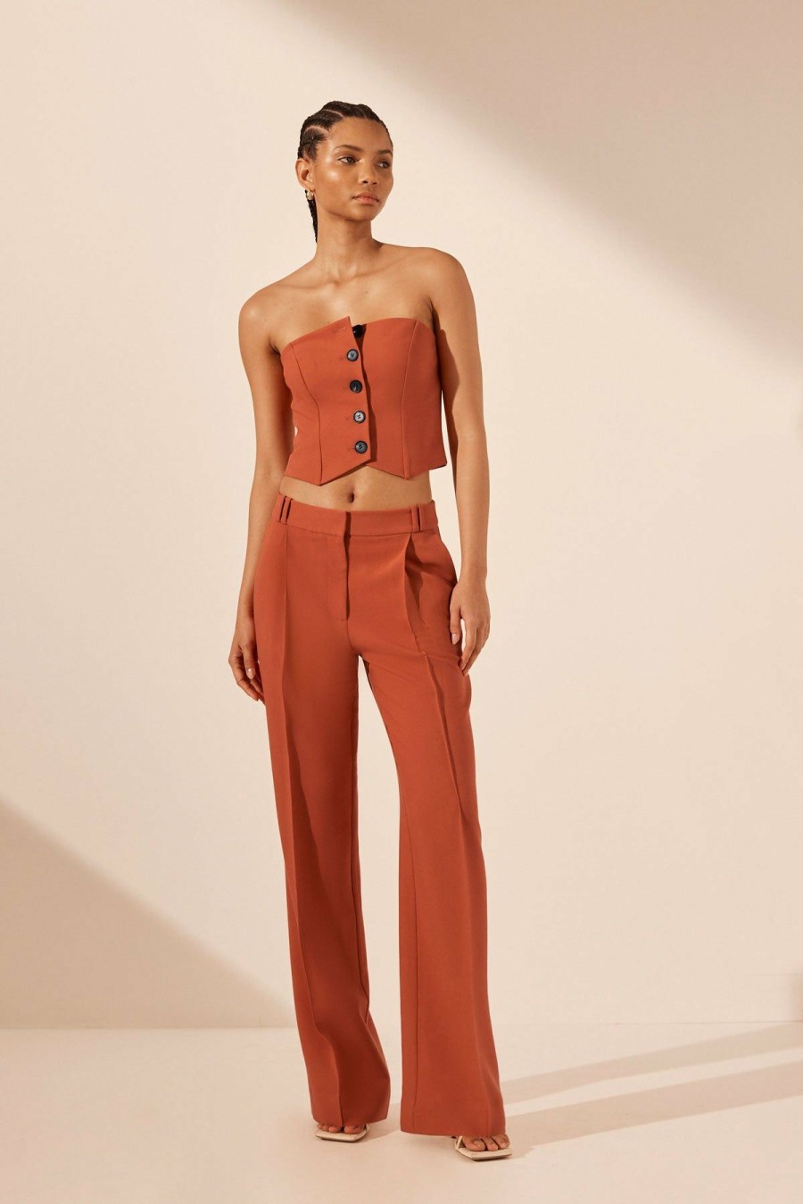 Clothing Shona Joy | Irena Mid Rise Pant - Brick Orange