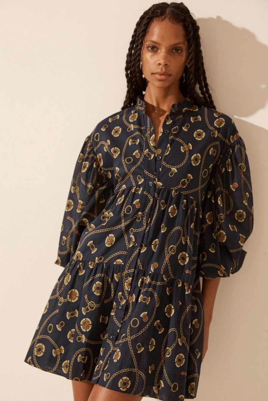 Clothing Shona Joy | Vacance Balloon Sleeve Shirt Mini Dress