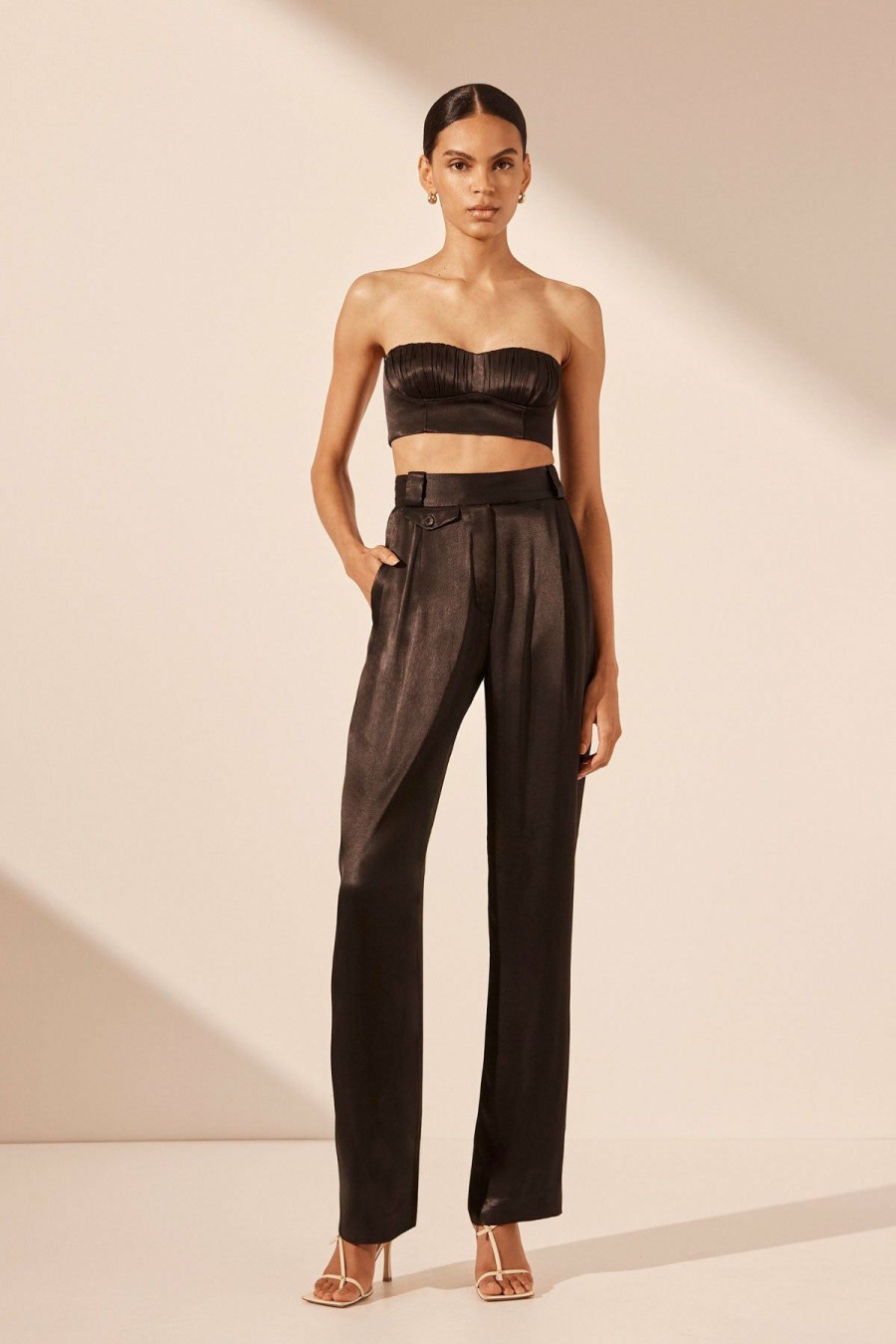 Clothing Shona Joy | La Lune High Waisted Tailored Pant - Black