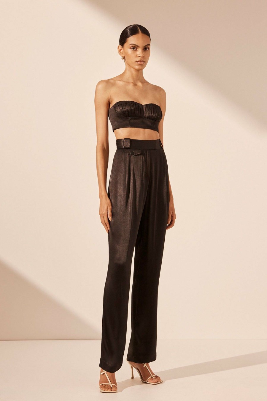 Clothing Shona Joy | La Lune High Waisted Tailored Pant - Black