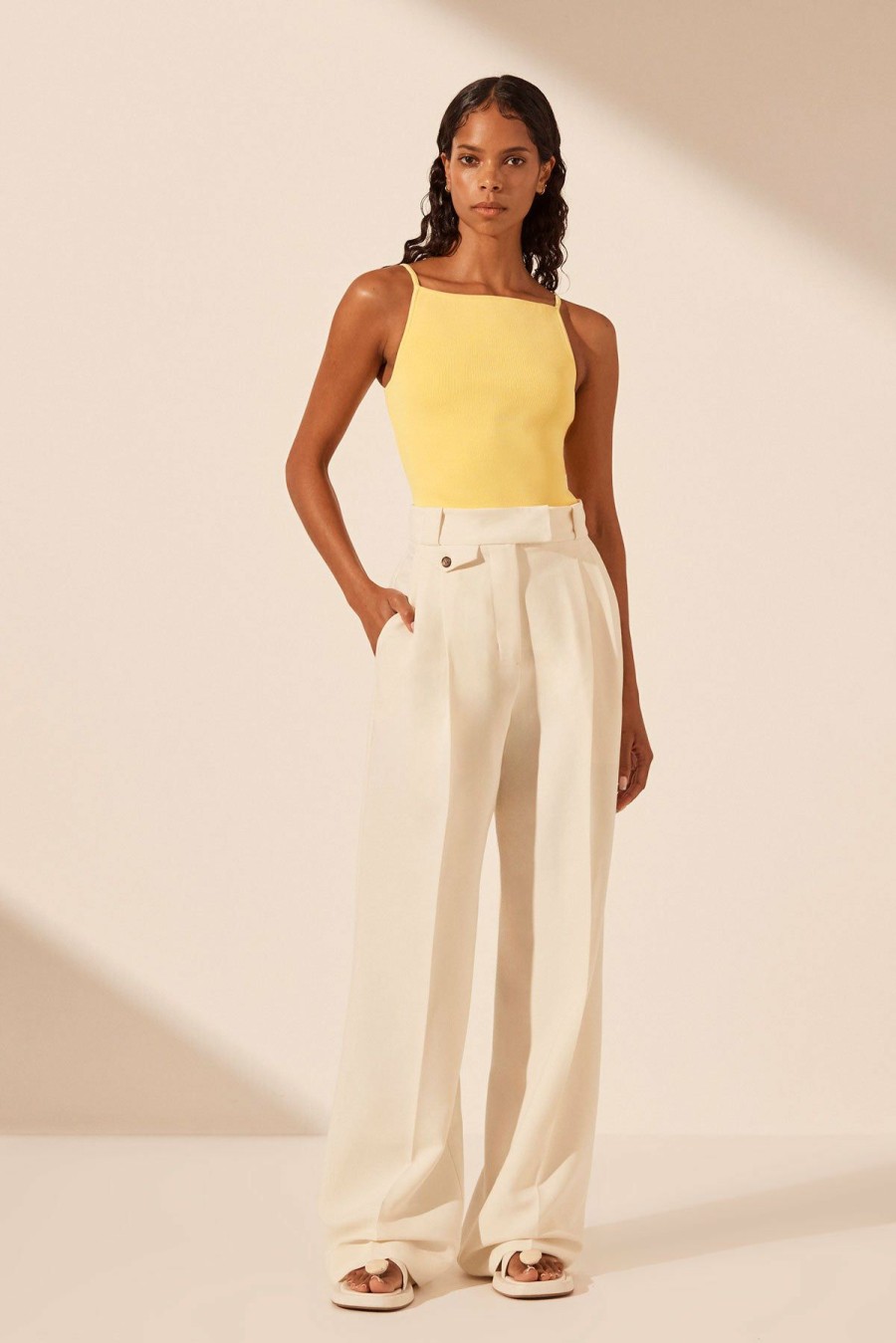 Clothing Shona Joy | Basic High Neck Top - Lemon