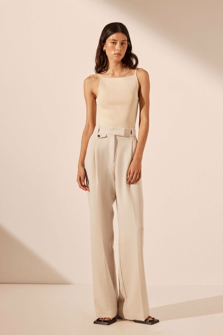 Clothing Shona Joy | Irena High Waisted Tailored Pant - Bone