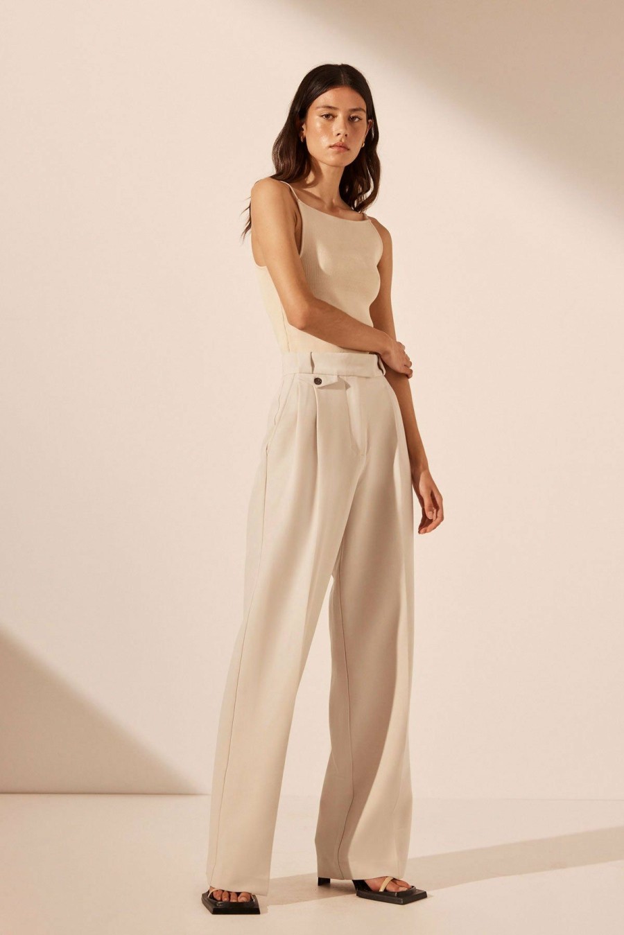 Clothing Shona Joy | Irena High Waisted Tailored Pant - Bone