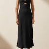 Clothing Shona Joy | Luxe Twist Front Sleeveless Midi Dress - Onyx