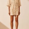 Clothing Shona Joy | Almeida Linen Short Sleeve Oversized Shirt Dress