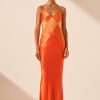 Clothing Shona Joy | Mia Contrast Spliced Maxi Dress - Red Orange / Hibiscus