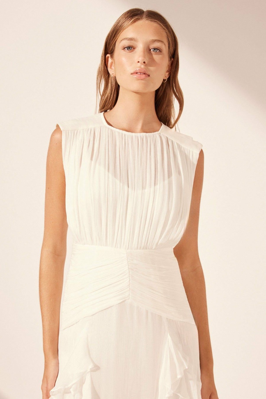 Clothing Shona Joy | Margot Round Neck Sleeveless Maxi Dress - Ivory