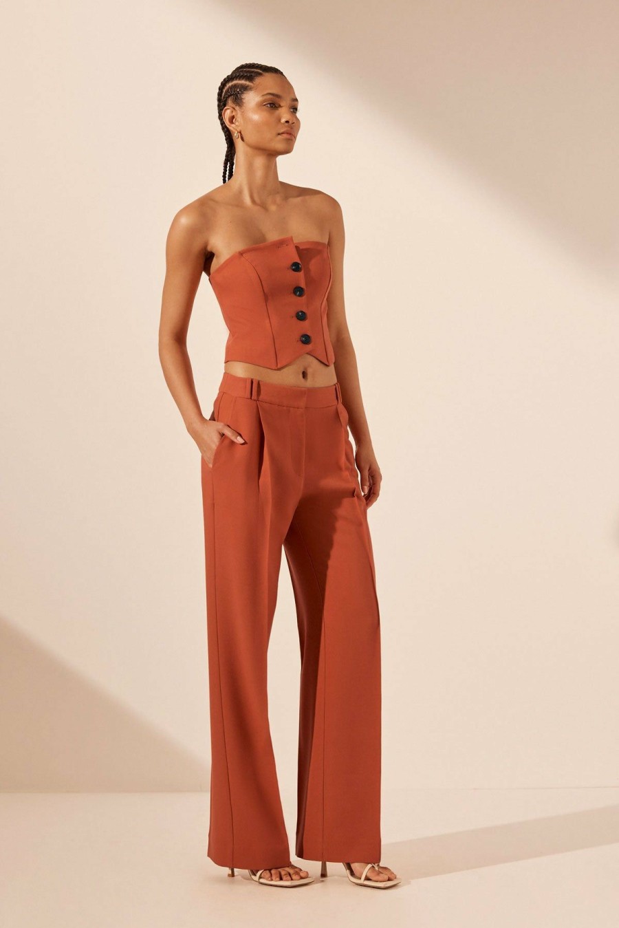 Clothing Shona Joy | Irena Mid Rise Pant - Brick Orange