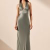 Clothing Shona Joy | La Lune Plunged Halter Midi Dress - Sage