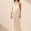 Clothing Shona Joy | La Lune One Shoulder Balloon Sleeve Midi Dress - Cream