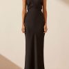 Clothing Shona Joy | Luxe High Neck Ruched Midi Dress - Onyx