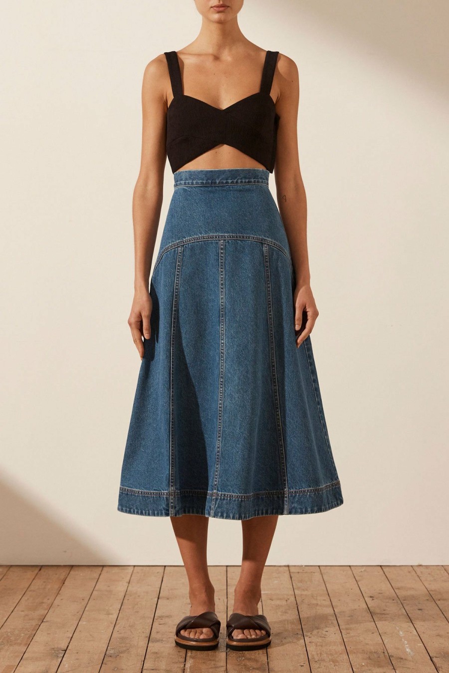 Clothing Shona Joy | Emily Panelled Fit & Flare Midi Skirt