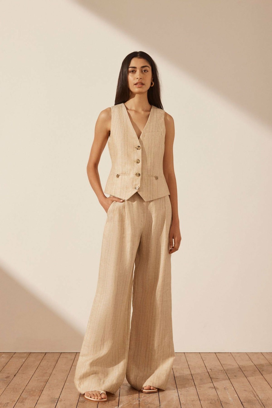 Clothing Shona Joy | Sabbia Linen Oversized Tailored Vest