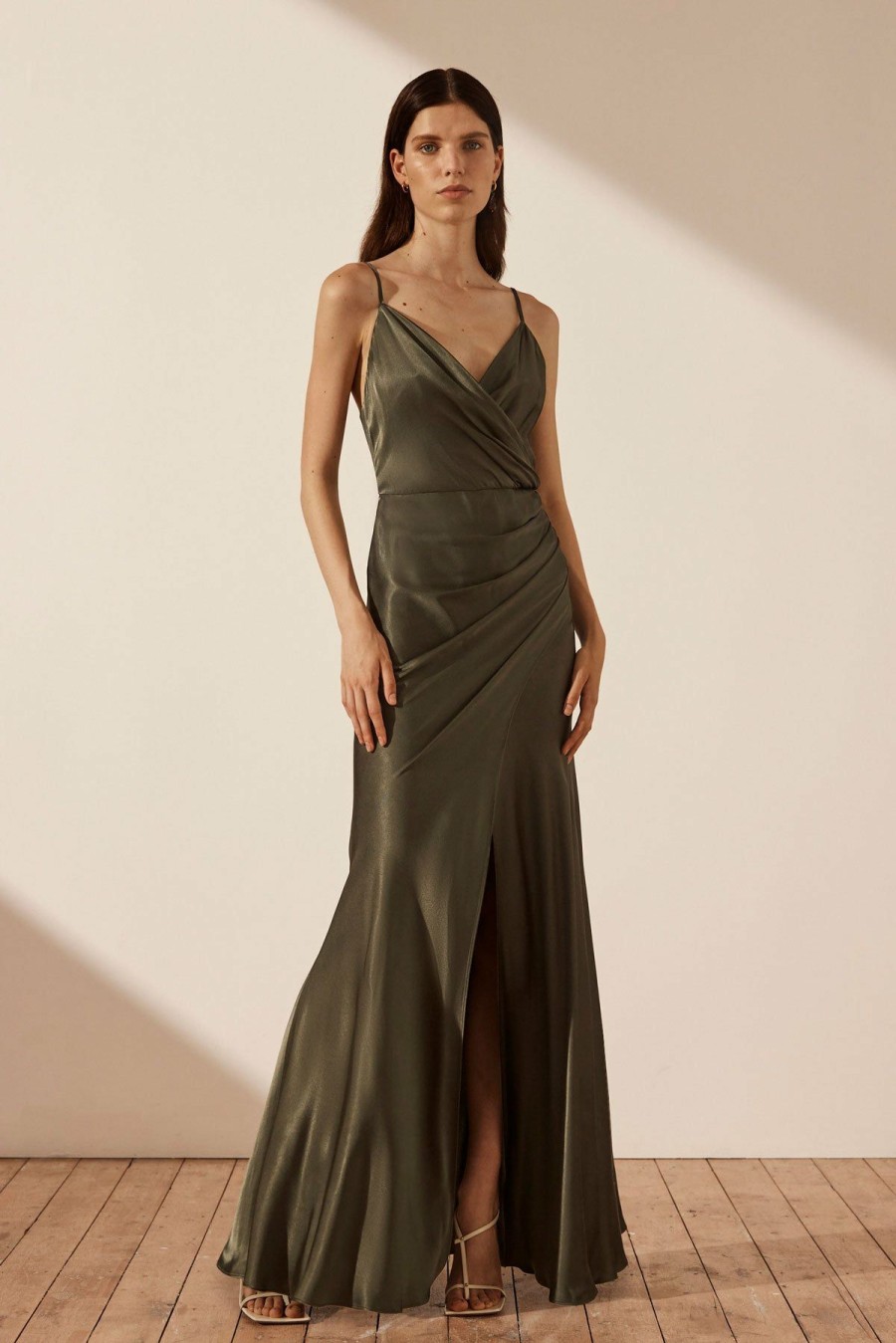 Clothing Shona Joy | La Lune Cross Draped Maxi Dress - Forest