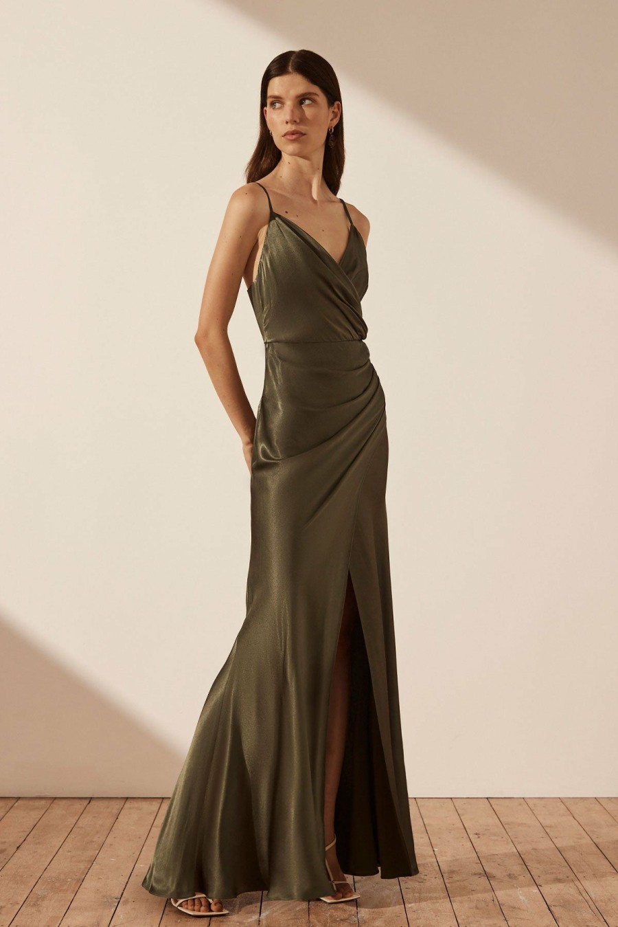 Clothing Shona Joy | La Lune Cross Draped Maxi Dress - Forest