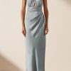 Clothing Shona Joy | Luxe Gathered Halter Midi Dress - Azure