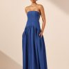 Clothing Shona Joy | Vento Lace Up Strapless Maxi Dress - Cobalt