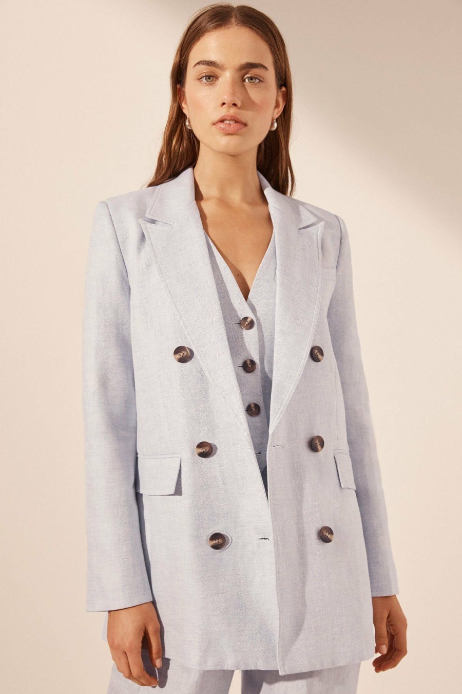 Clothing Shona Joy | Brisa Peak Lapel Blazer - Ice Blue