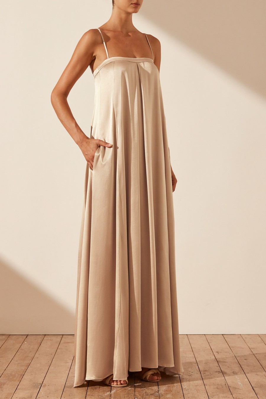 Clothing Shona Joy | La Lune Column Maxi Dress - Gold