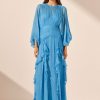 Clothing Shona Joy | Margot Round Neck Balloon Sleeve Maxi Dress - Aqua