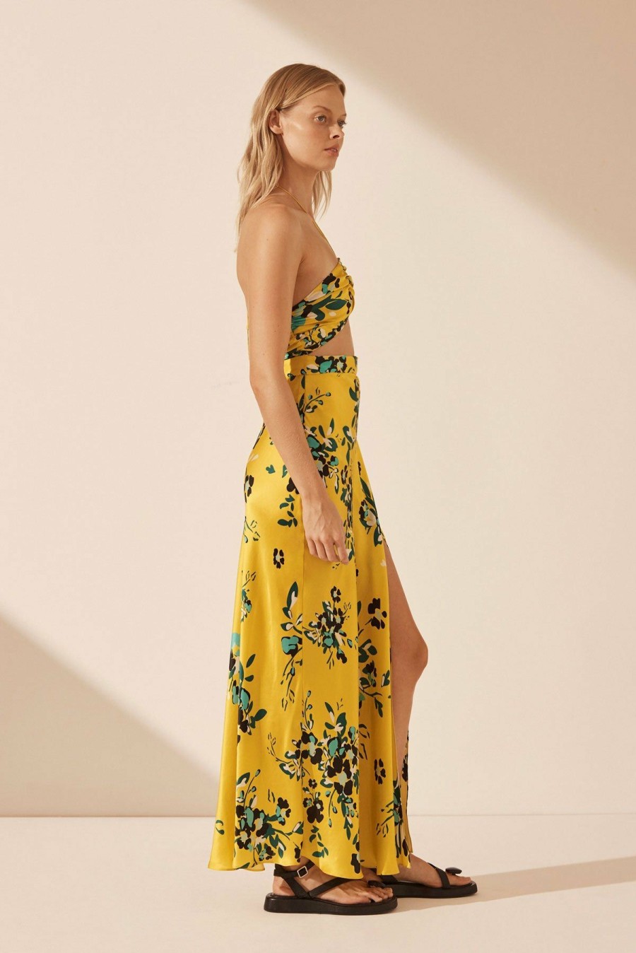 Clothing Shona Joy | Romilly Silk Cross Front Cut Out Midi Dress