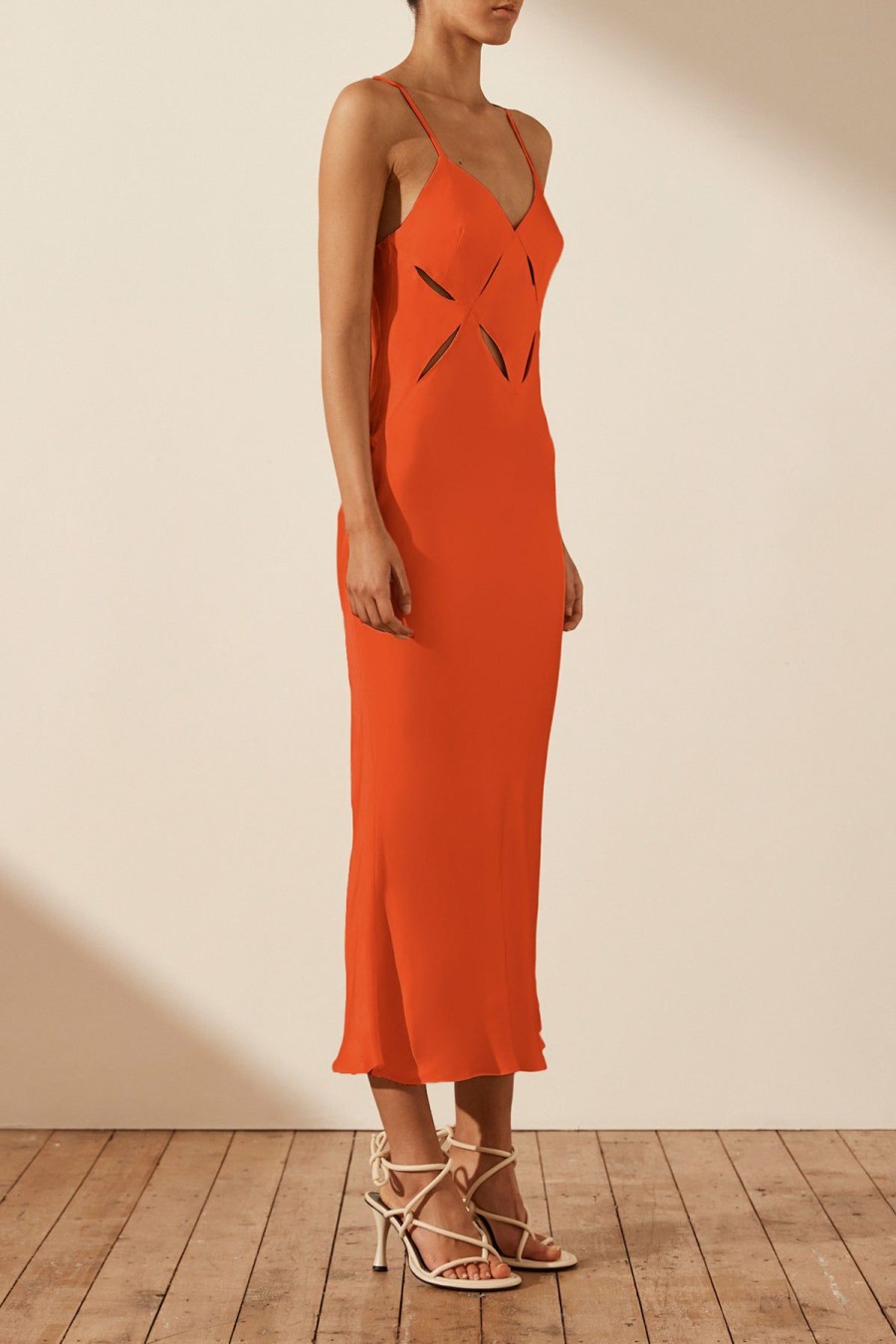 Clothing Shona Joy | Milo Cut Out Slit Midi Dress - Hibiscus