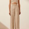 Clothing Shona Joy | Amanda Linen Tailored Wide Leg Pant - Sand