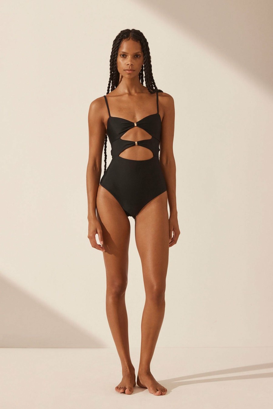 Swim Shona Joy | Daiquiri Ruched Cut Out One Piece - Black