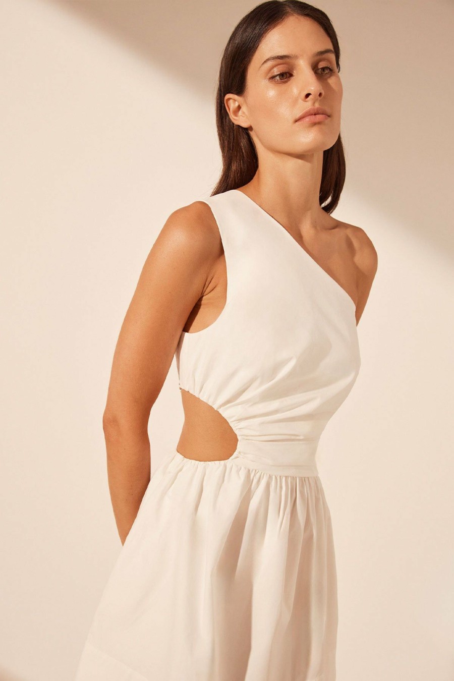 Clothing Shona Joy | Josephine Asymmetrical Cut Out Mini Dress - Coconut