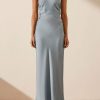 Clothing Shona Joy | Luxe High Neck Ruched Midi Dress - Azure