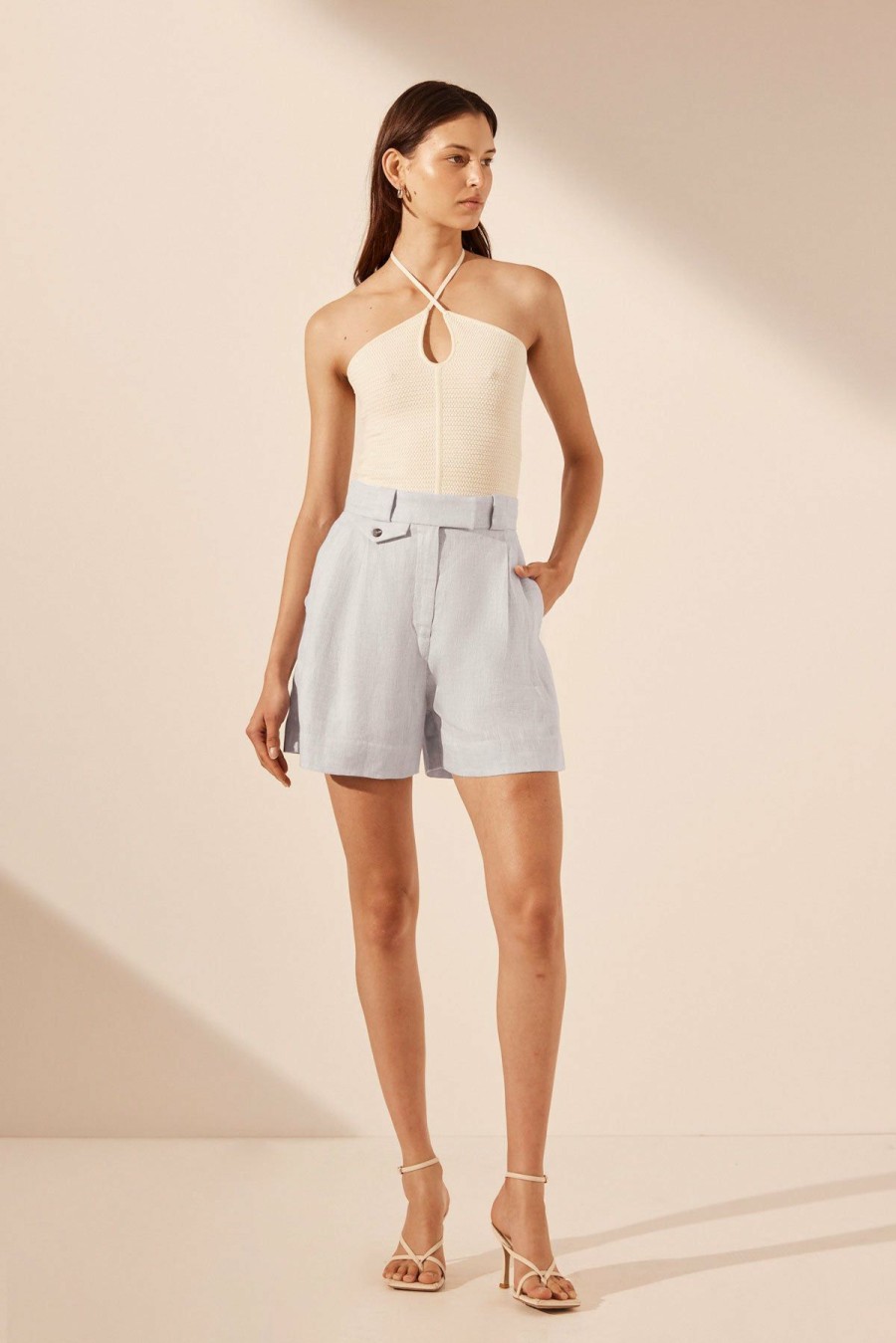 Clothing Shona Joy | Brisa Wide Leg Short - Ice Blue