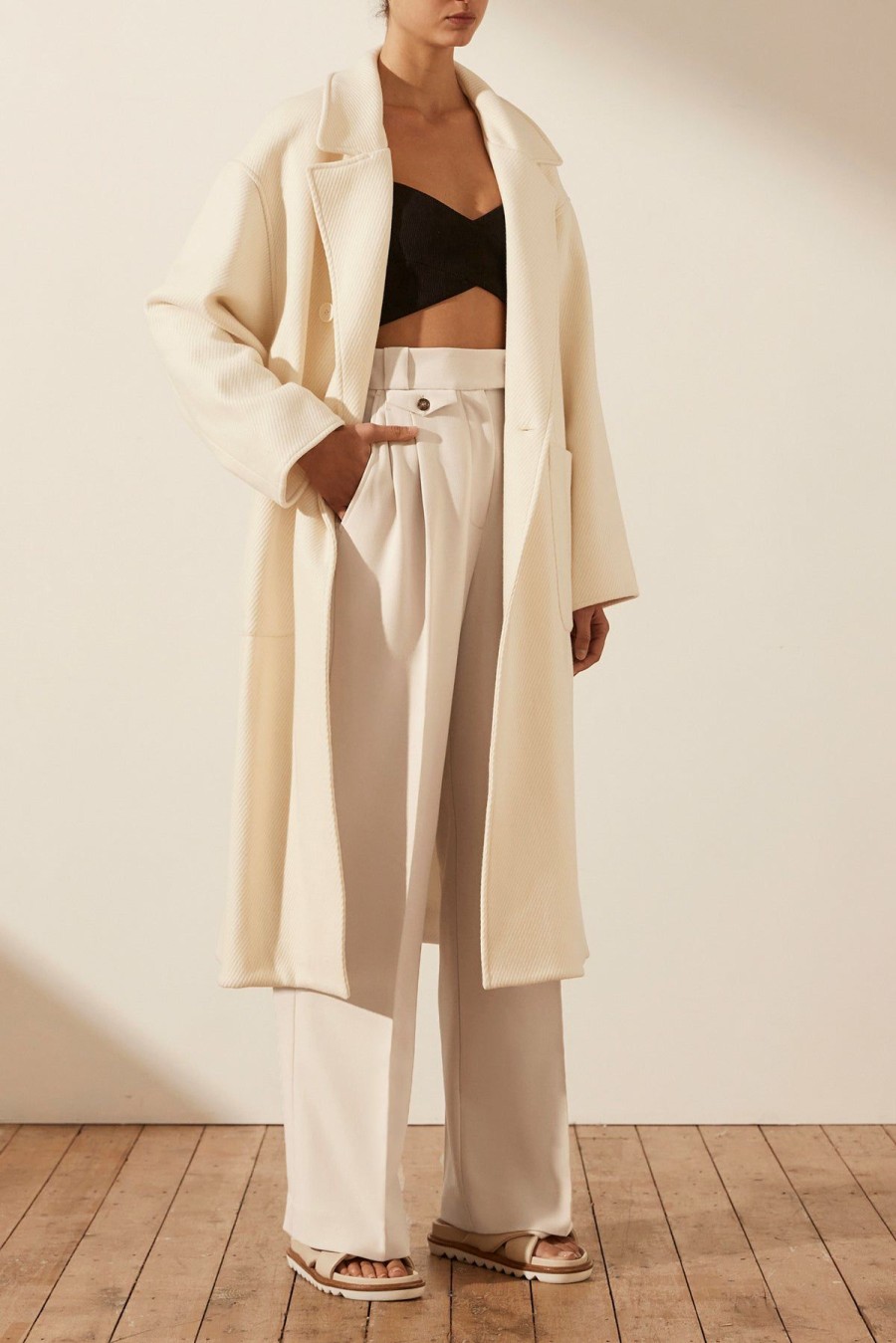 Clothing Shona Joy | Olivier Oversized Long Coat - Cream