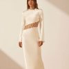 Clothing Shona Joy | Arienzo Asymmetrical Lace Up Maxi Dress - Cream