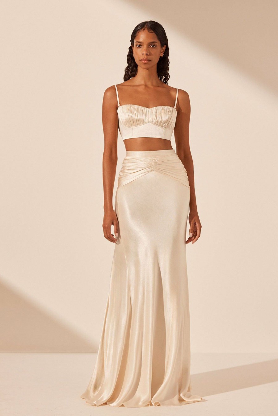 Clothing Shona Joy | La Lune Ruched Maxi Skirt - Cream