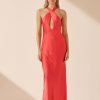 Clothing Shona Joy | Lydie Cross Front Cut Out Midi Dress - Poppy Red