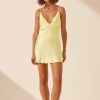 Clothing Shona Joy | La Lune Lounge Plunged Mini Dress - Lemon