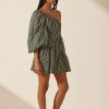 Swim Shona Joy | Ida Linen Long Sleeve One Shoulder Tiered Mini Dress