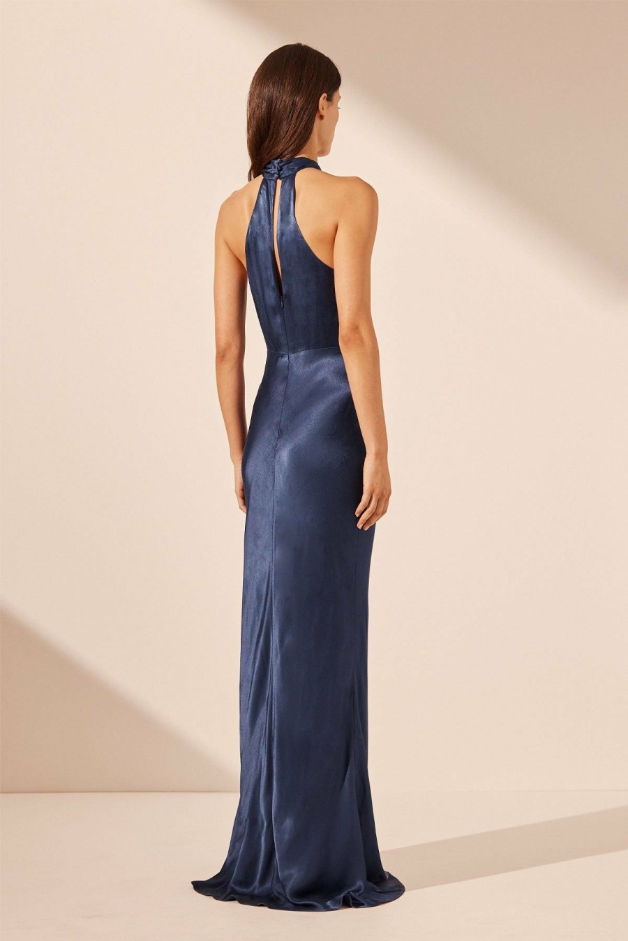 Clothing Shona Joy | Arienzo High Neck Twist Maxi Dress - Midnight